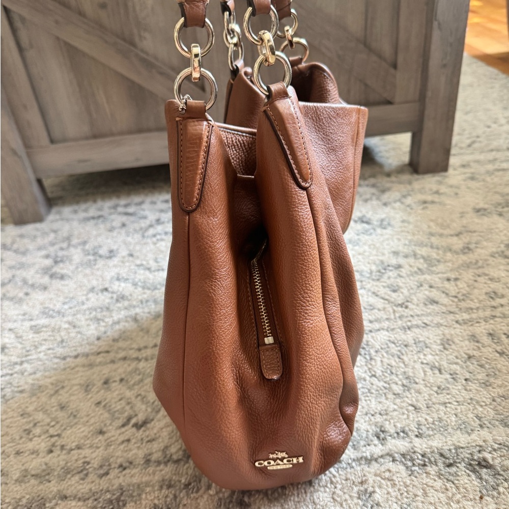 Coach Brown Shoulder Bag with Silver Hardware